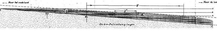 Diagrammatic cross-section across part of, S Sumatra, showing transgressive backstepping of Middle Palembang Fm coals
