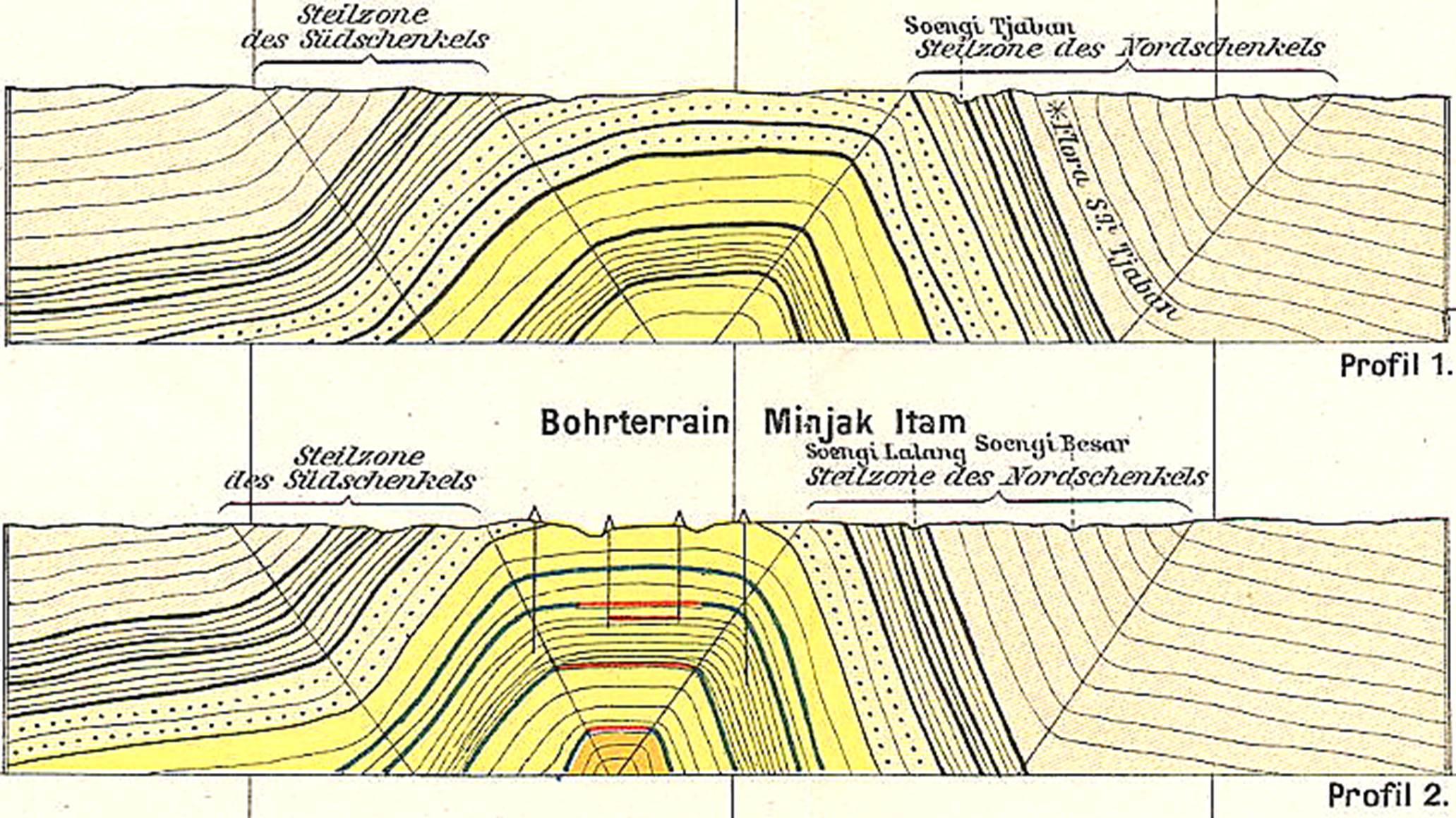 SW-NE cross-section across part of the Kampung Minyak oilfield, S Sumatra