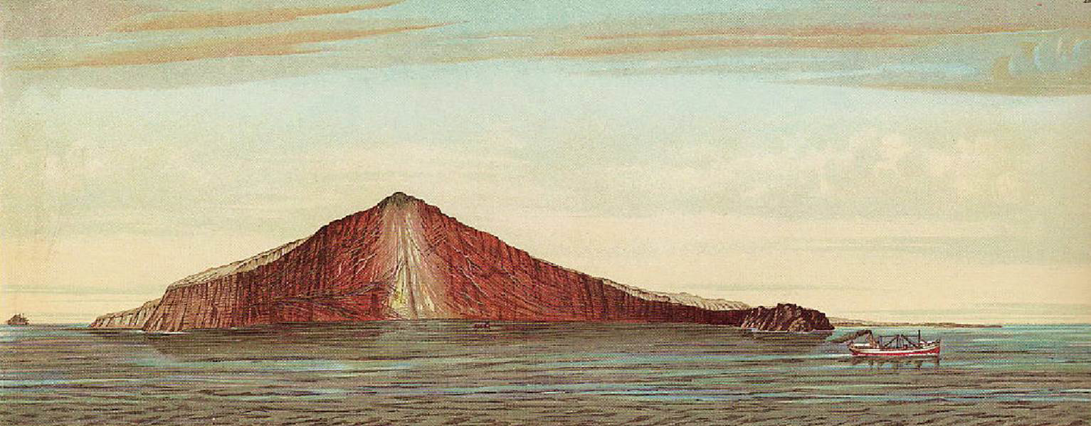 Krakatau after 1883 eruption (Verbeek 1885)